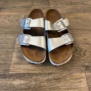 Papillo Double Strap Silver Platform Sandals